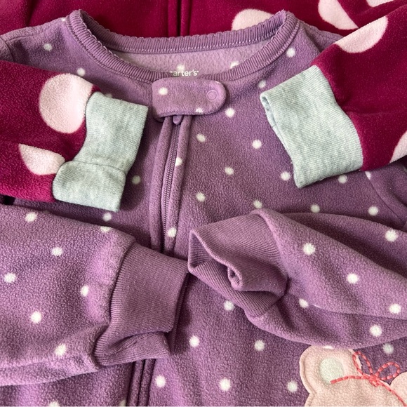 Girls Carter's Fleece One Piece Footed Pajamas SIZE 2T & 24M - Picture 4 of 11